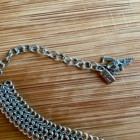 Geometric Mesh Collar Necklace With Pearls Designer Statement Jewelry Silvertone - Picture 8 of 14